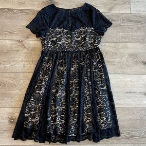 NWOT Black Lace With Nude Lining Dress